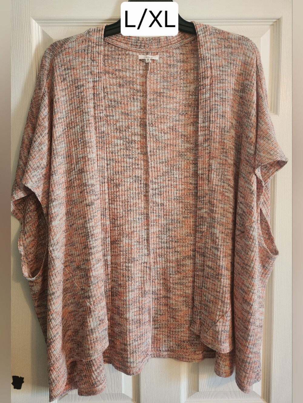 Maurices Peach Multi Open-Front Cardigan/kimono